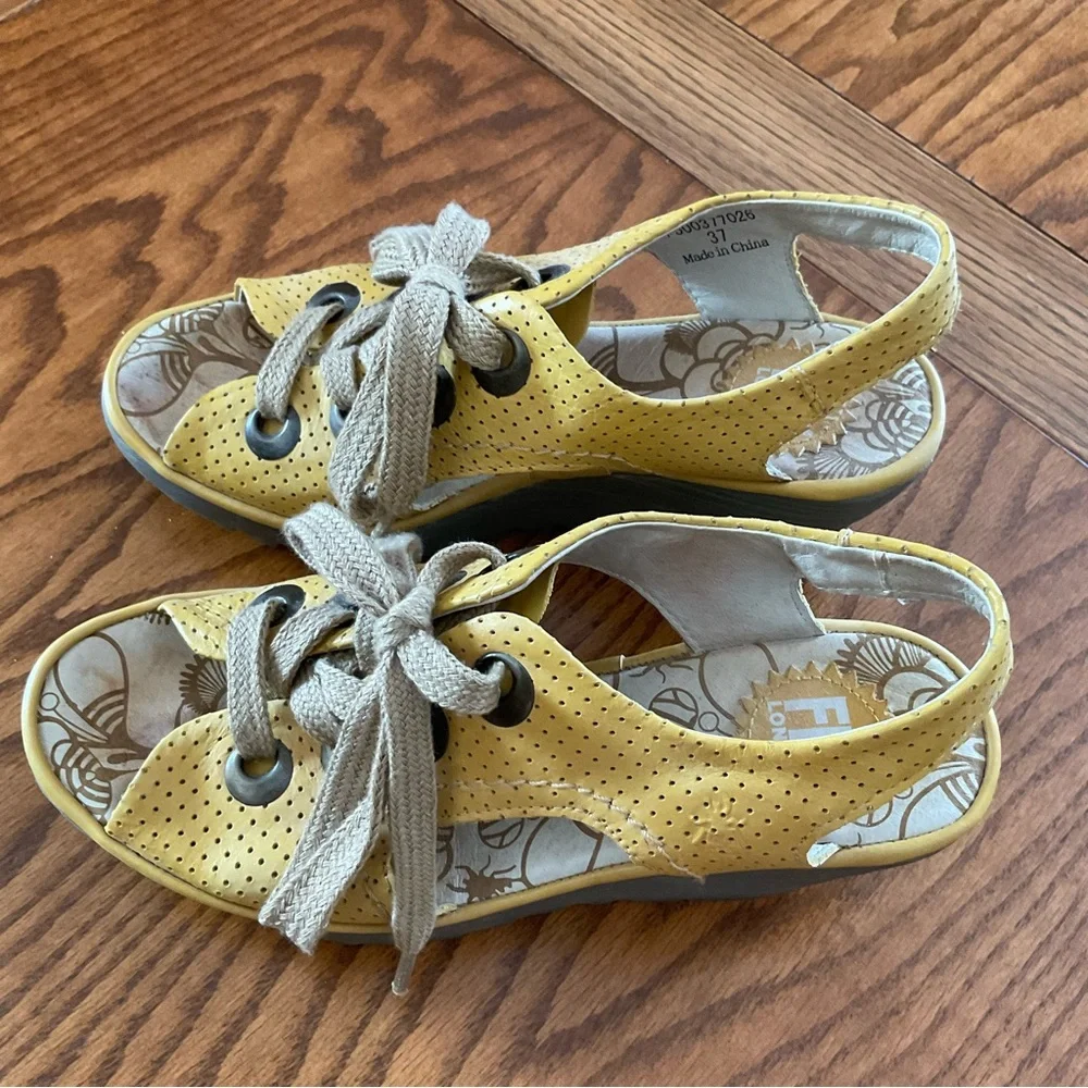 Fly London Lace-Up Wedge Sandals, Women’s Sz 37 (US 6.5-7)